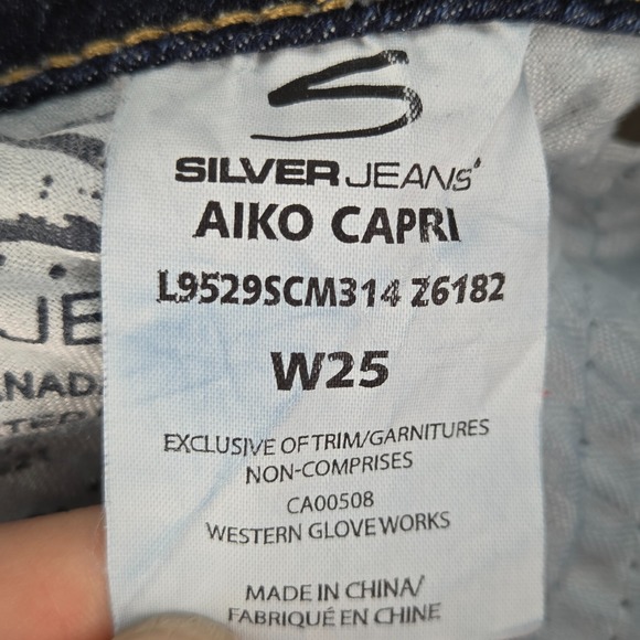 Silver Jeans‎ Aiko Capri W25 Dark Wash Cuffed Denim Stretch Cropped Jeans - Picture 6 of 11